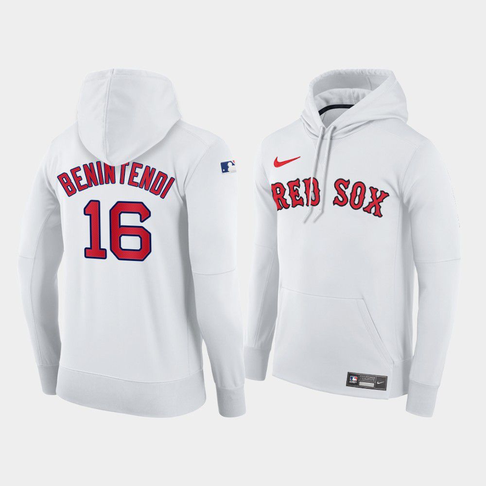 Men Boston Red Sox #16 Benintendi white home hoodie 2021 MLB Nike Jerseys